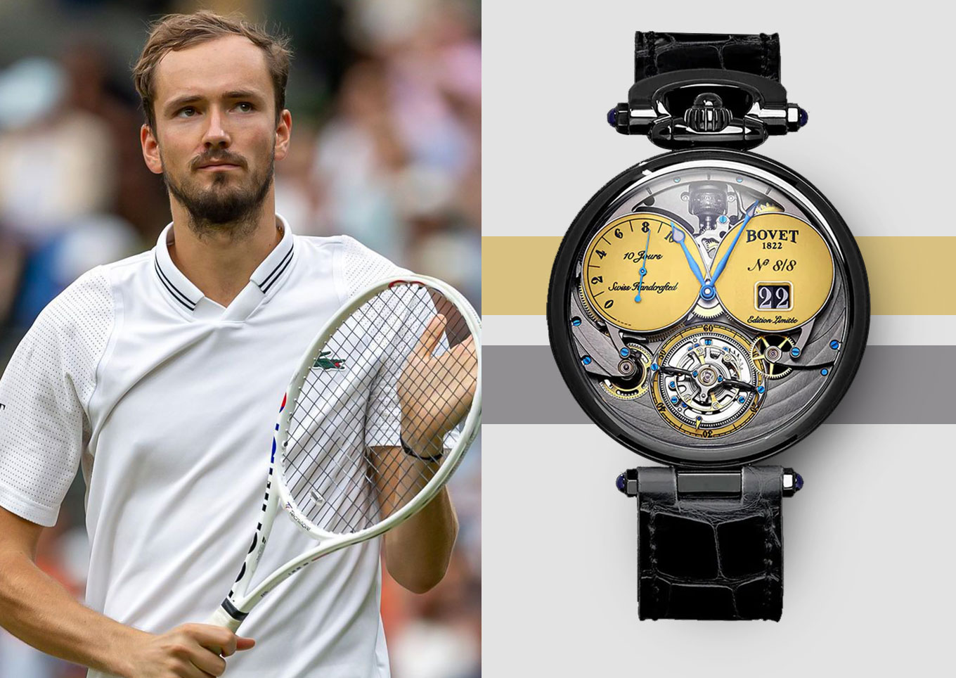 Daniil Medvedev In Bovet Fleurier Virtuoso VIII Chapter Two Tourbillon during Wimbledon 2023
