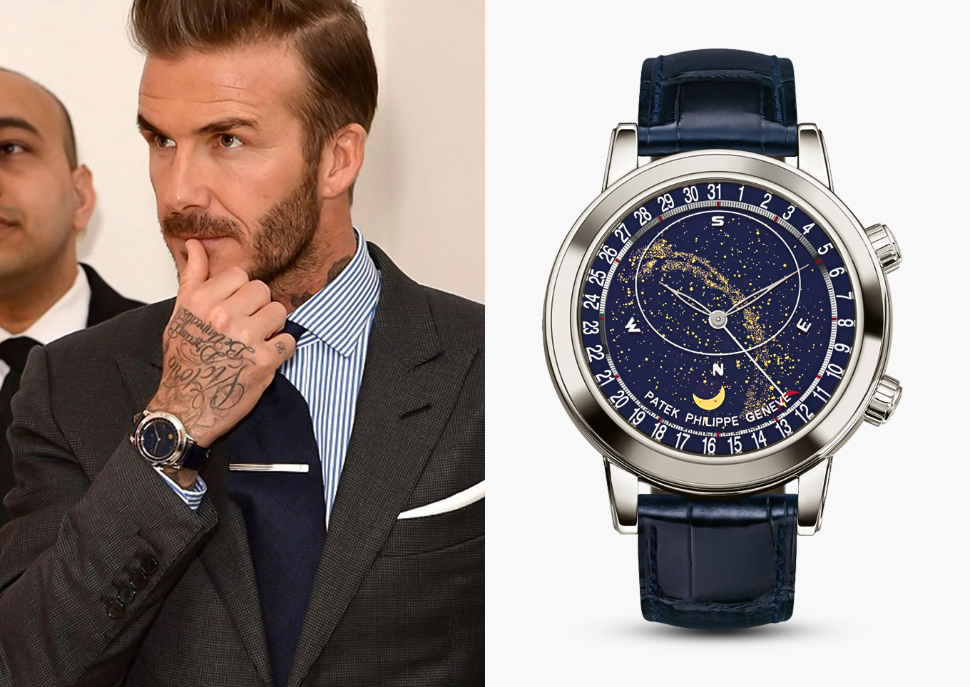 David Beckham wearing the Patek Philippe Celestial 6102P