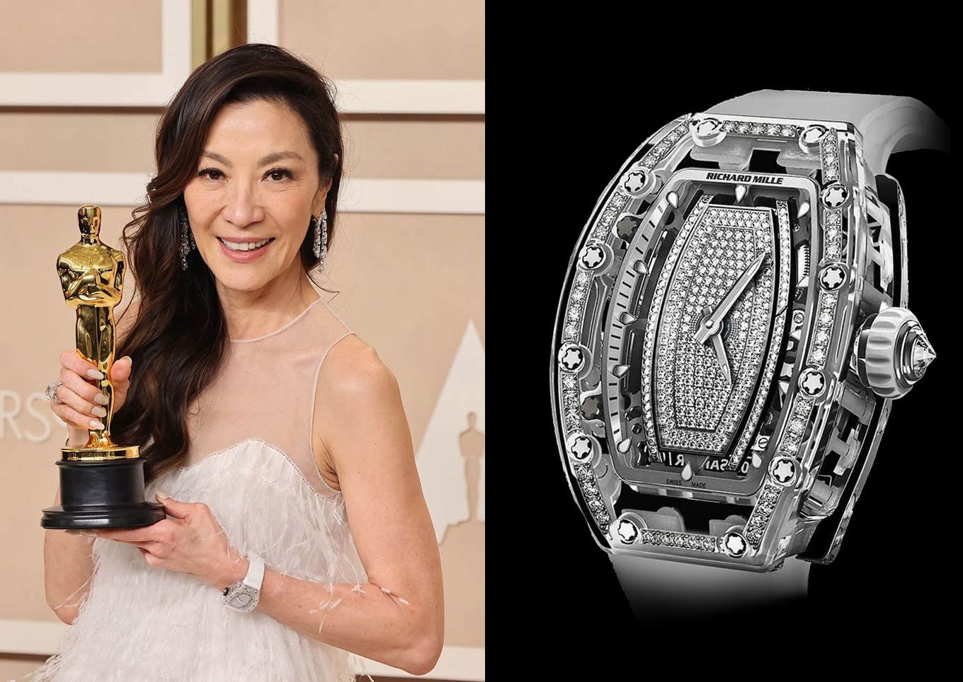 Michelle Yeoh wearing a Richard Mille watch at the Oscar 2023