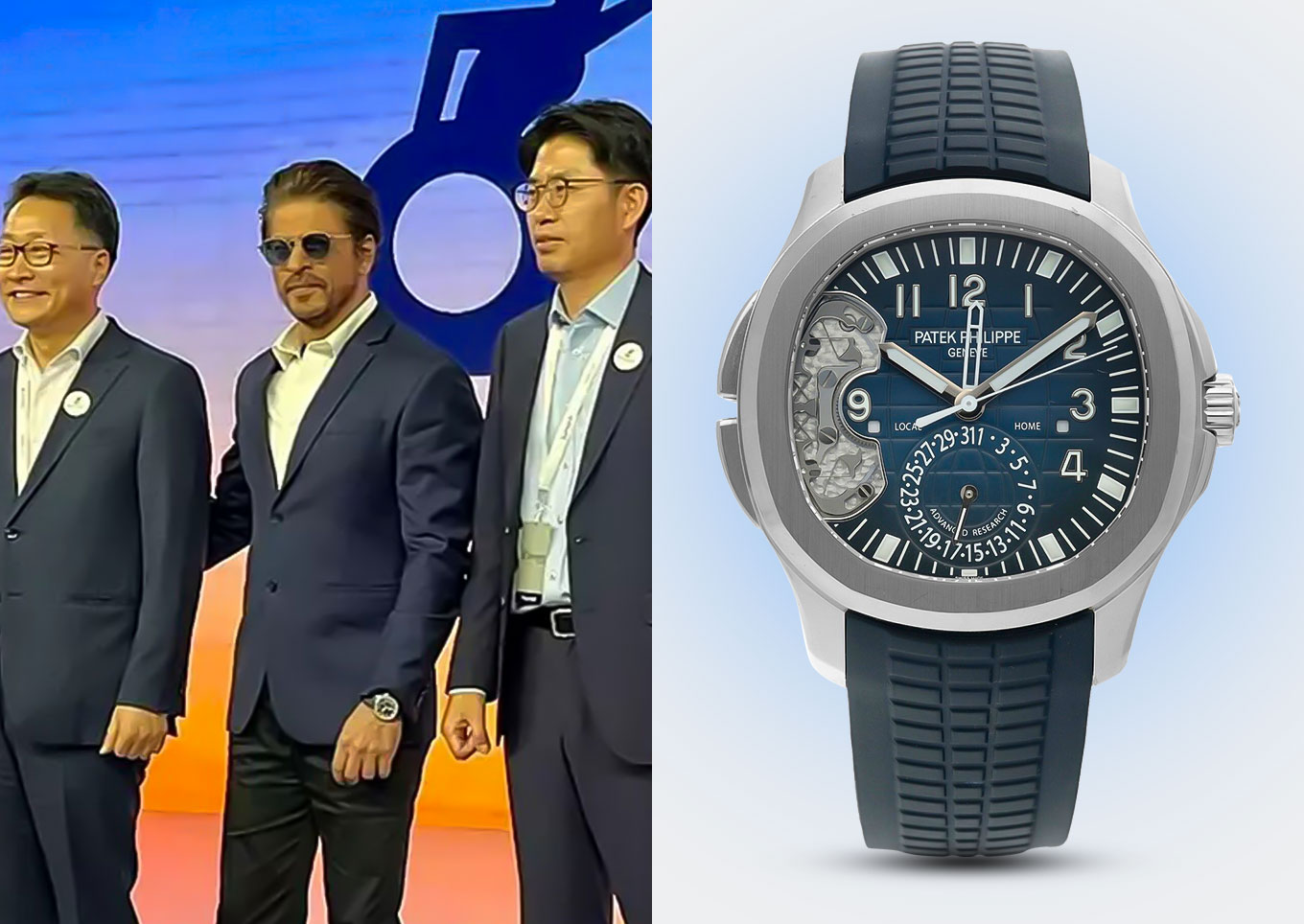 SRK wearing Patek Philippe Aquanaut Advanced Research Travel Time