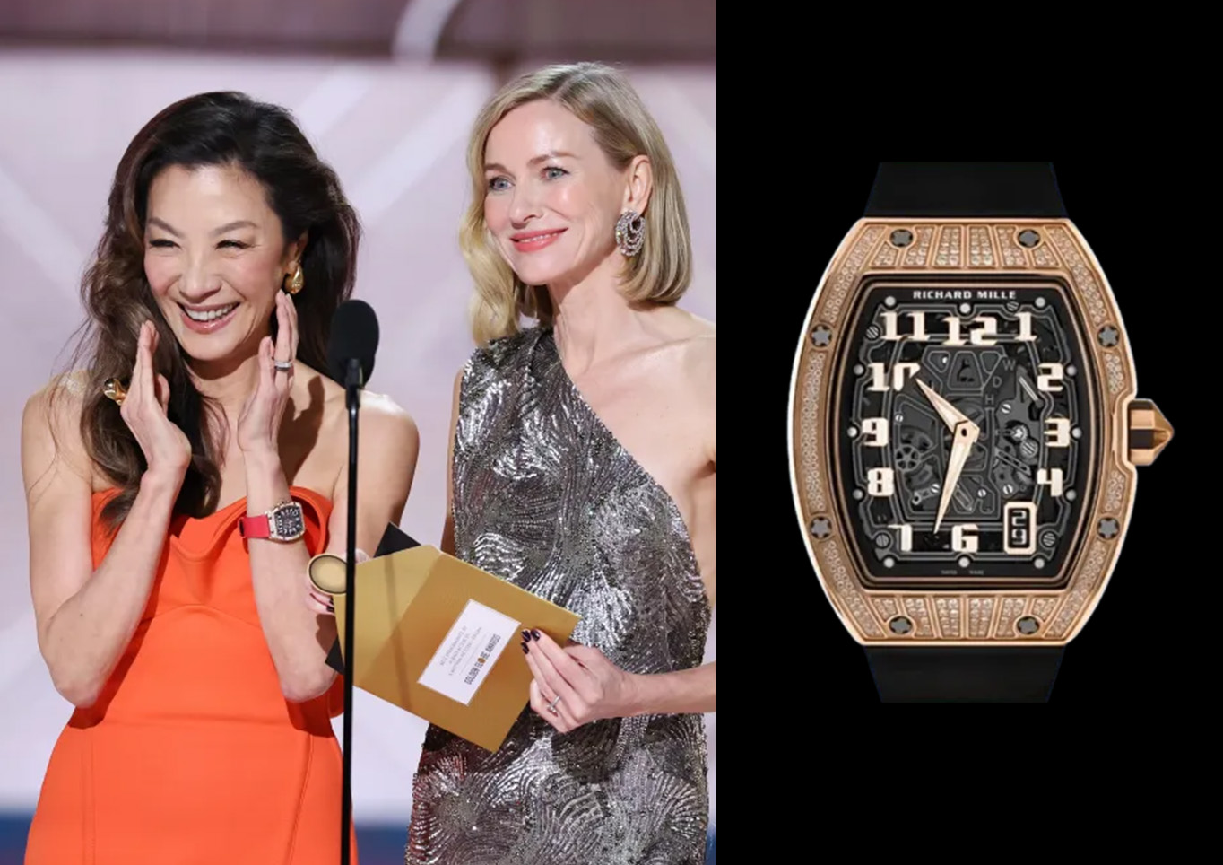 Michelle Yeoh arrived at the Golden Globes donning the Richard Mille RM-010