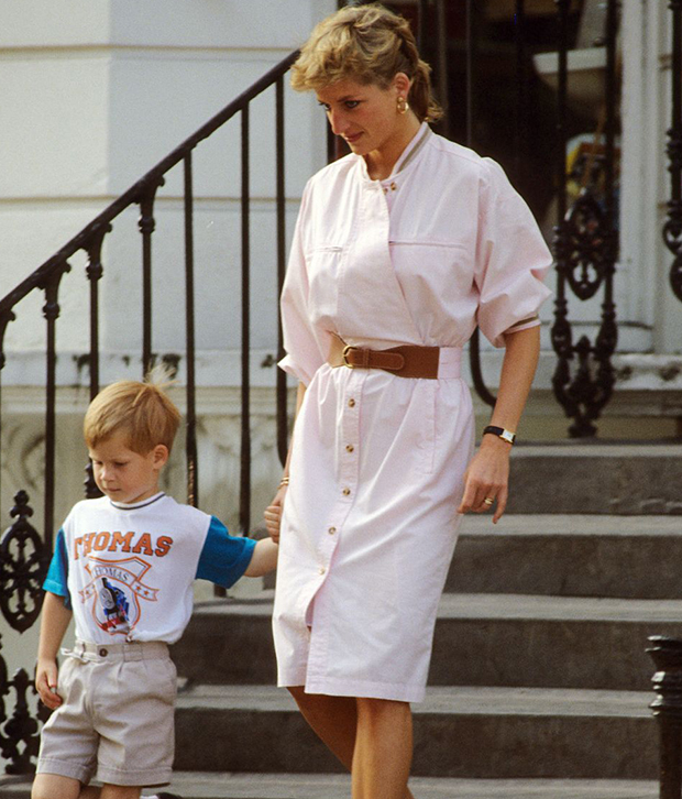 Princess Diana with Prince Harry, wearing a Cartier watch