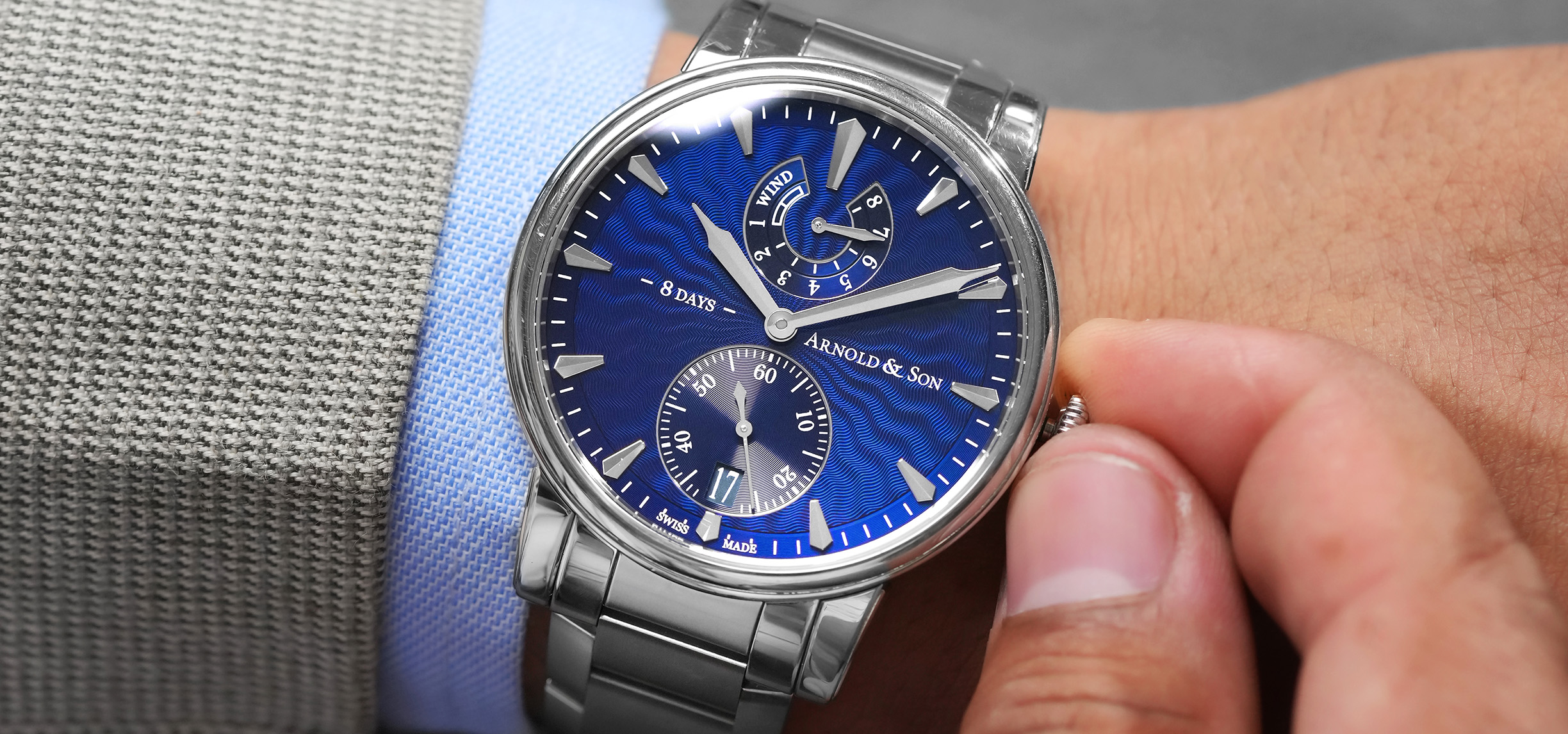 Just Dropped — The Robust And Elegantly Executed Arnold & Son Eight-Day Blue (Reference 1EDAS.U01C.S136D)